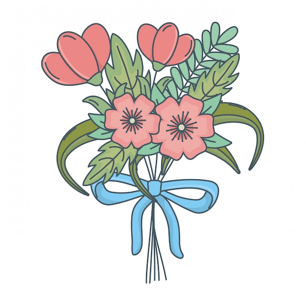 Vecteur gratuit caricature de fleurs de nature florale