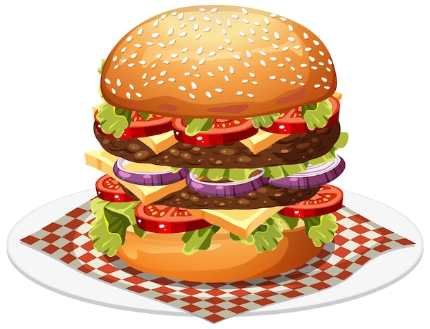 Vecteur gratuit caricature de hamburger délicieux isolé