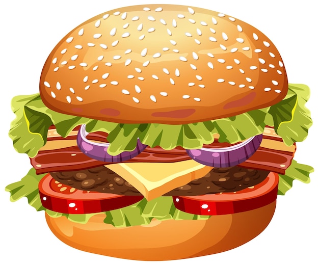 Vecteur gratuit caricature de hamburger délicieux isolé