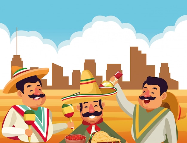 Vecteur gratuit caricature d'icône de la culture traditionnelle mexicaine