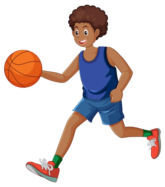 Vecteur gratuit caricature de joueur de basket afro-africain masculin