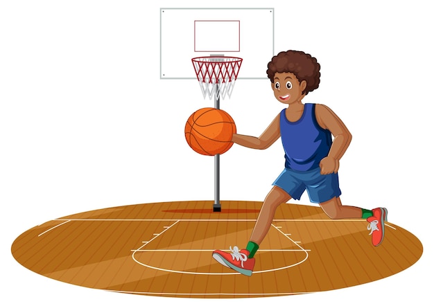 Vecteur gratuit caricature d'un joueur de basket afro-africain