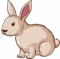 Vecteur gratuit caricature de lapin blanc sur fond blanc