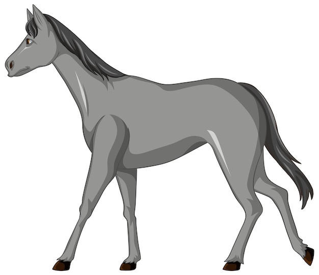 Vecteur gratuit caricature de marche de cheval gris