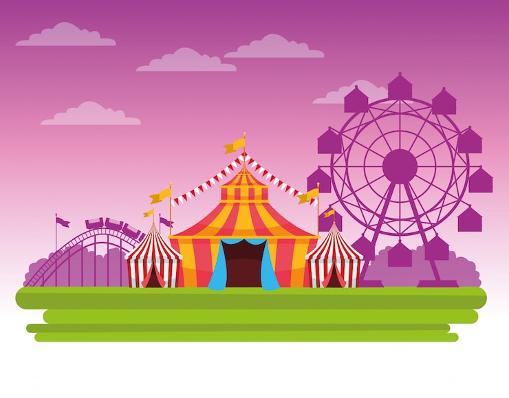 Vecteur gratuit caricature de paysages de festivals de cirque