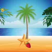 Vecteur gratuit caricature de plage et vacances d'été