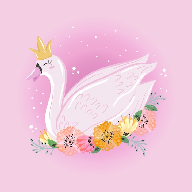 Vecteur gratuit caricature de princesse cygne