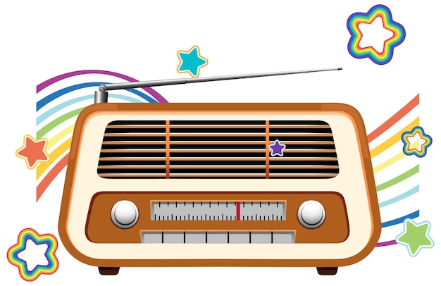 Vecteur gratuit caricature de radio transistor vintage