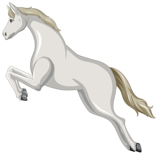 Caricature de saut de cheval blanc