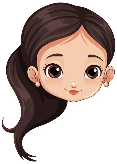 Vecteur gratuit caricature de tête de jolie fille asiatique