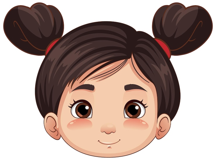 Vecteur gratuit caricature de tête de jolie fille asiatique