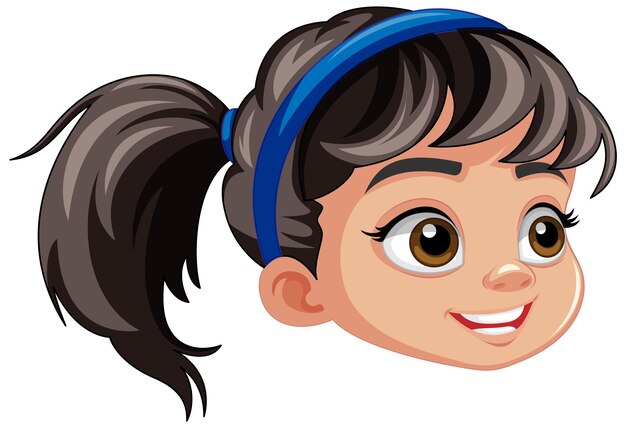 Caricature de tête de jolie fille asiatique