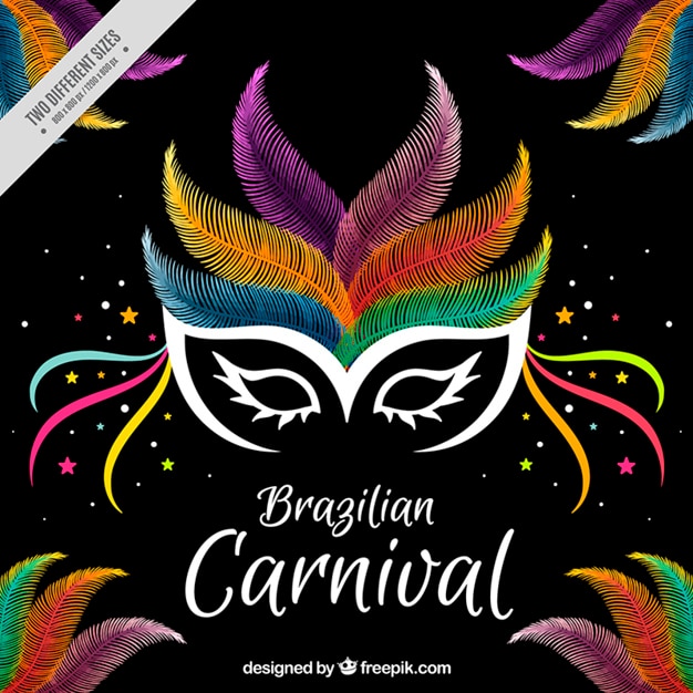 Carnaval Fond Avec Masque De Plumes Colorées