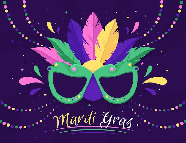 Vecteur gratuit carnaval de mardi gras design plat