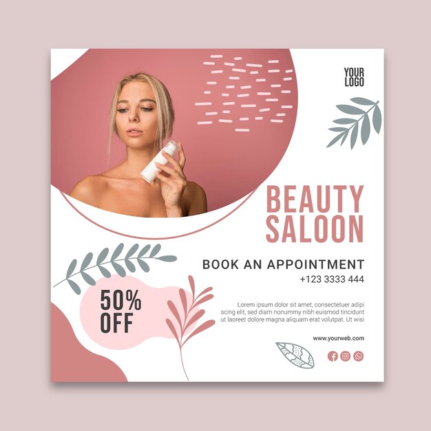 Carré de flyer de salon de beauté