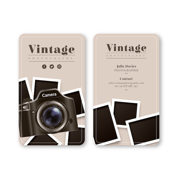 Vecteur gratuit carte d'affaires monochrome pour la photographie