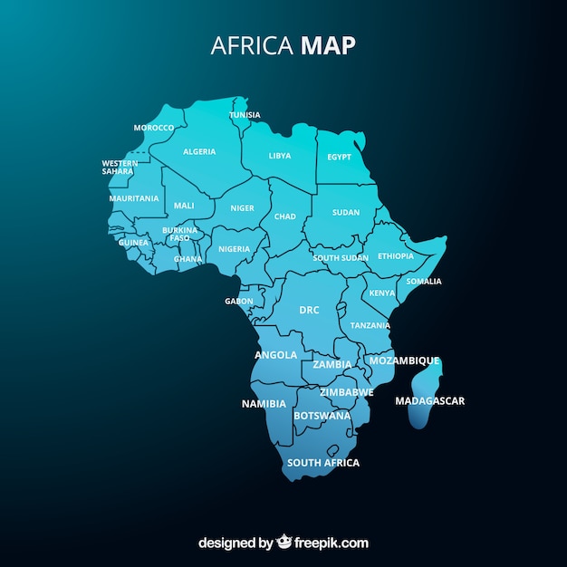 Vecteur gratuit carte de l'afrique dans le style plat