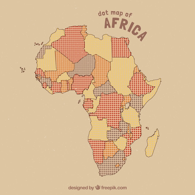 Vecteur gratuit carte de l'afrique avec des points de couleurs