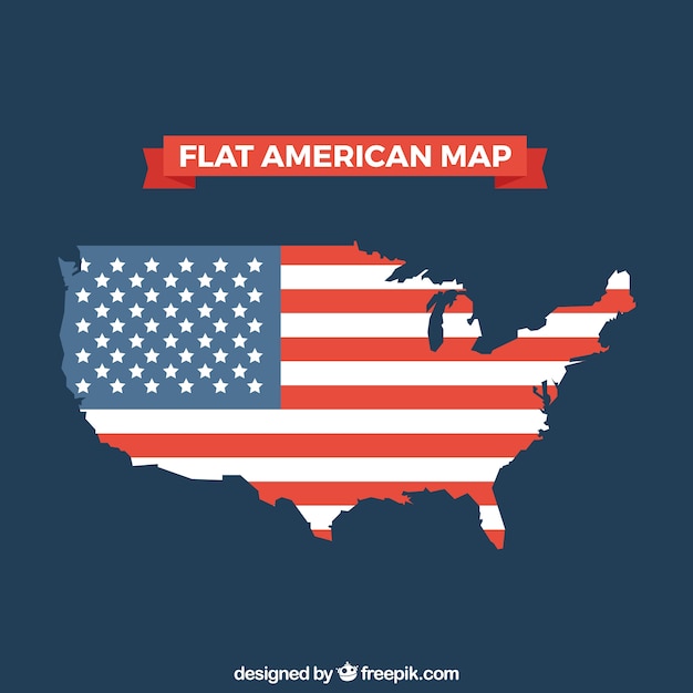 Vecteur gratuit carte américaine plate avec le design du drapeau