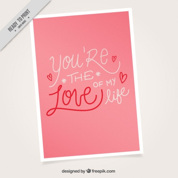 Vecteur gratuit carte d'amour rose avec une phrase mignonne