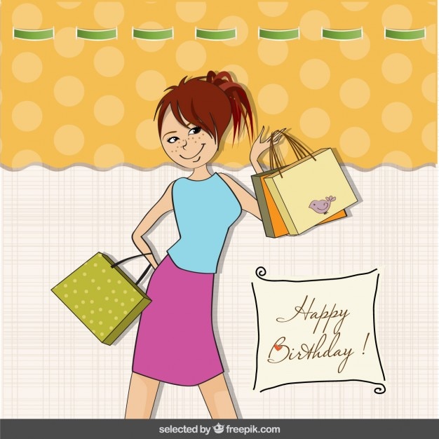 Vecteur gratuit carte d'anniversaire avec adolescent de mode