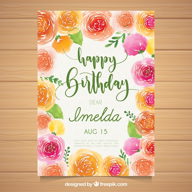 Carte D'anniversaire Dans Un Style Aquarelle