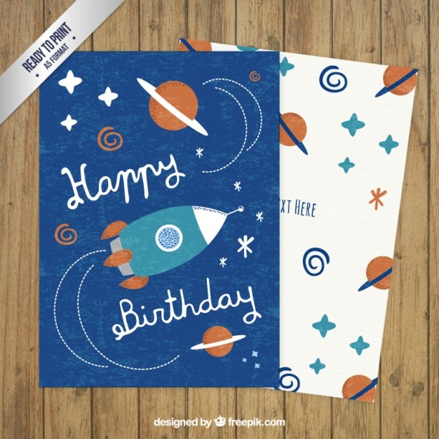 Vecteur gratuit carte d'anniversaire de l'espace