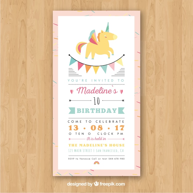 Carte D'anniversaire Avec Une Licorne Jaune