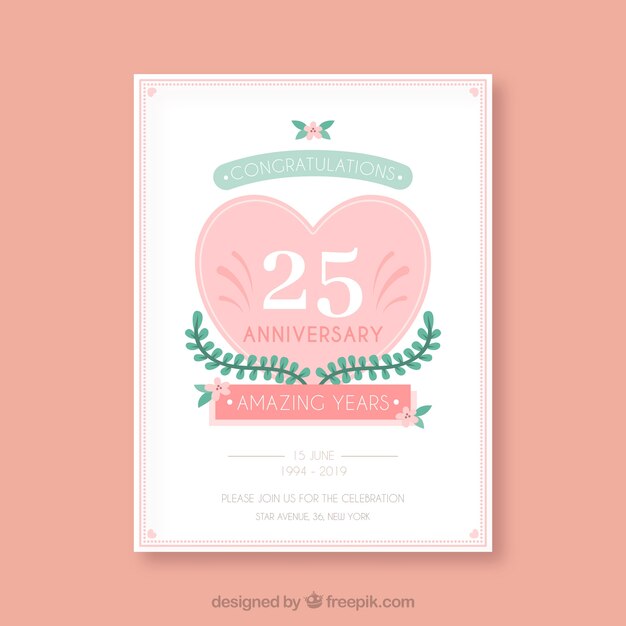 Carte d&#39;anniversaire de mariage avec coeur