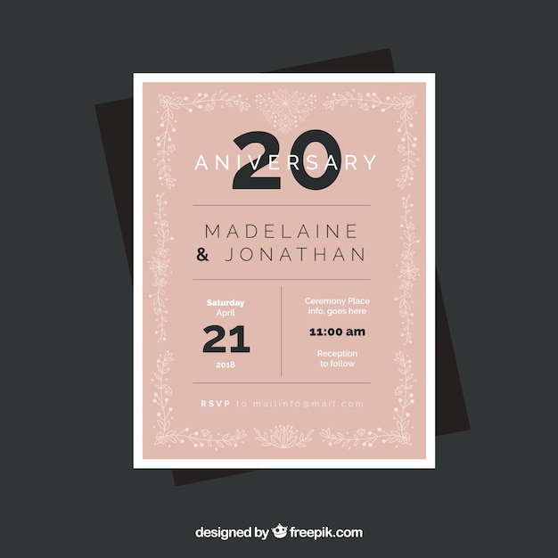 Vecteur gratuit carte d'anniversaire de mariage dans le style plat