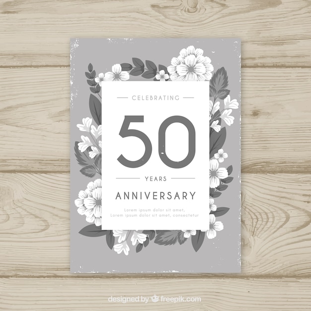 Vecteur gratuit carte d'anniversaire de mariage dans le style vintage