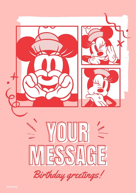 Vecteur gratuit la carte d'anniversaire de minnie mouse