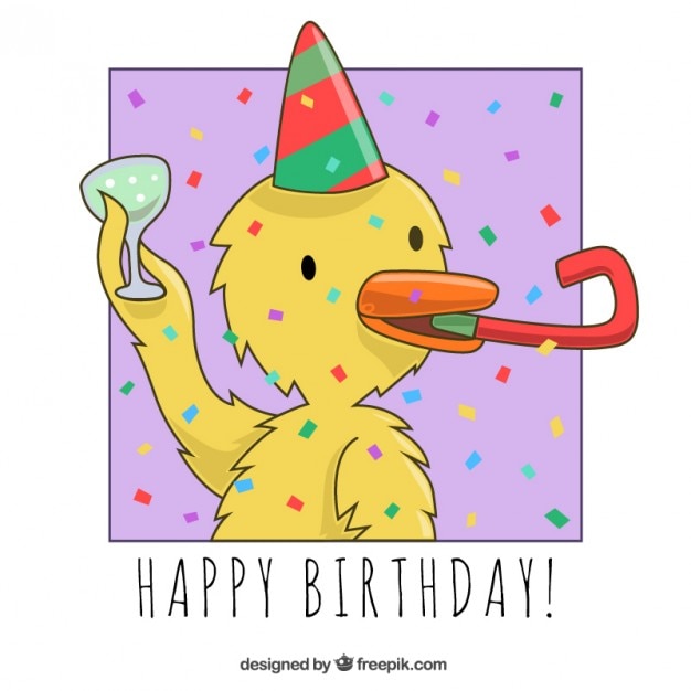 Vecteur gratuit carte d'anniversaire de poulet