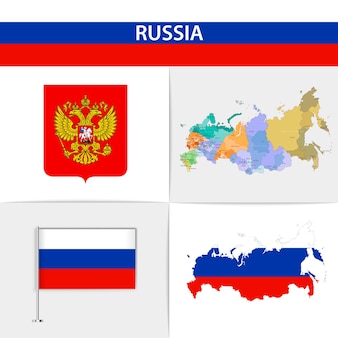 Carte et armoiries du drapeau de la russie