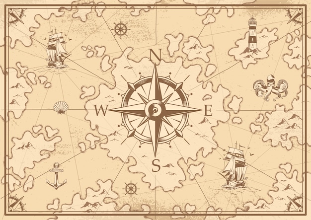 Carte au trésor monochrome vintage