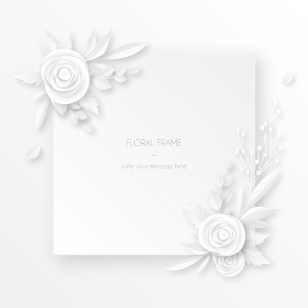 Carte blanche élégante avec décoration florale blanche