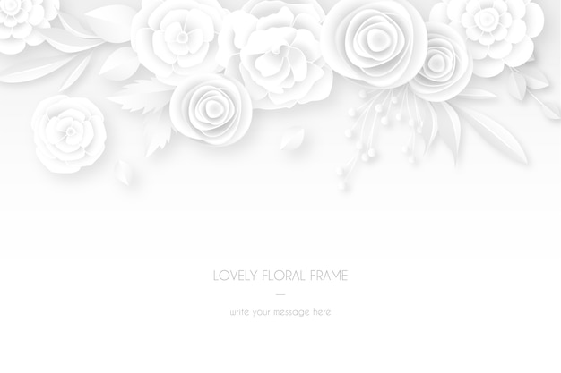 Carte Blanche élégante Avec Décoration Florale Blanche