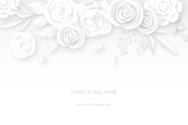 Carte blanche élégante avec décoration florale blanche
