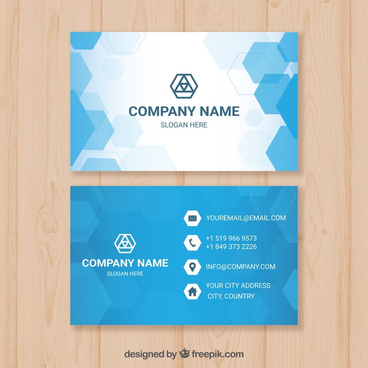Vecteur gratuit carte bleue avec hexagones
