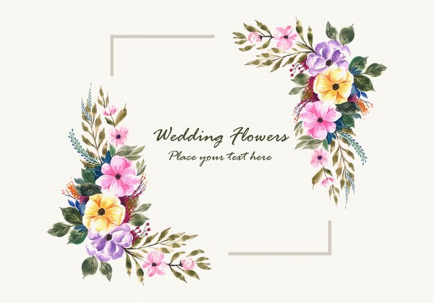 Carte de cadre de fleurs d'invitation de mariage romantique
