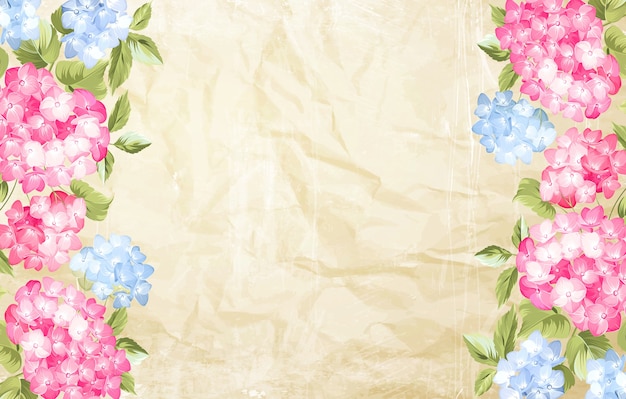 Carte de cadre hortensia en fleurs.