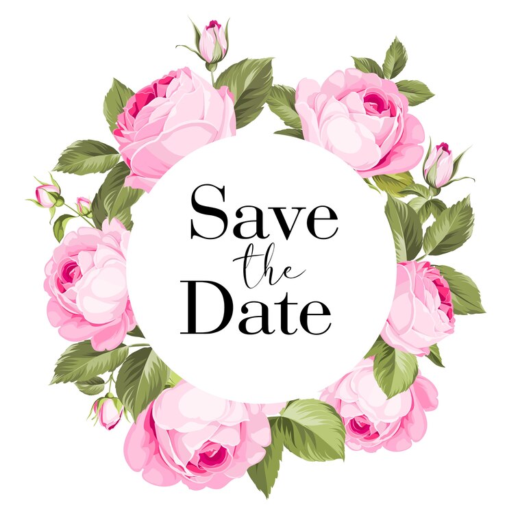 Vecteur gratuit carte de cadre de mariage avec des roses en fleurs.