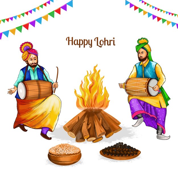 Une carte de célébration de la fête culturelle sikh du lohri et du baisakhi