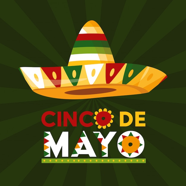 Carte Cinco De Mayo, Chapeau Mexicain, Illustration