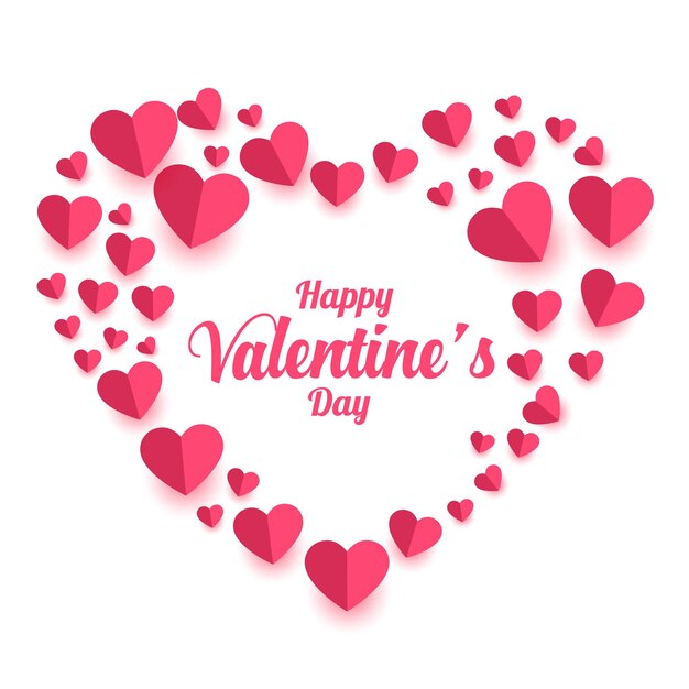 Carte de coeurs en papier décoratif Happy valentines day