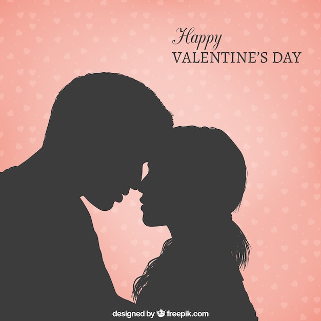 Vecteur gratuit carte couple romantique silhouette
