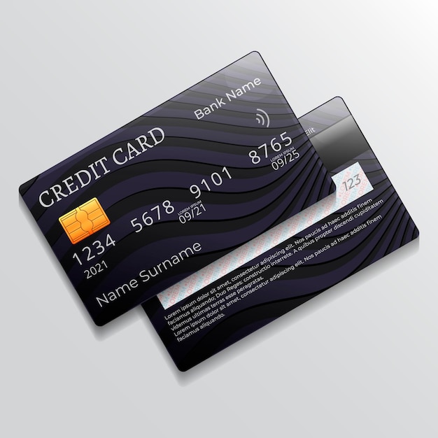 Vecteur gratuit carte de crédit monochrome réaliste