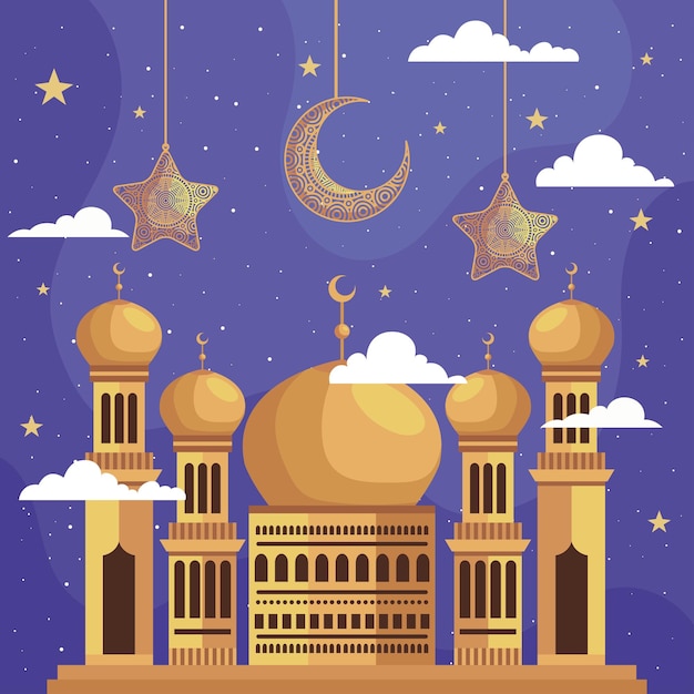 Vecteur gratuit carte daffiche de célébration du ramadan kareem