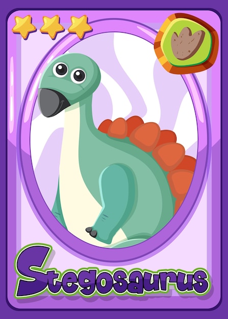 Carte De Dessin Animé De Dinosaure Stegosaurus