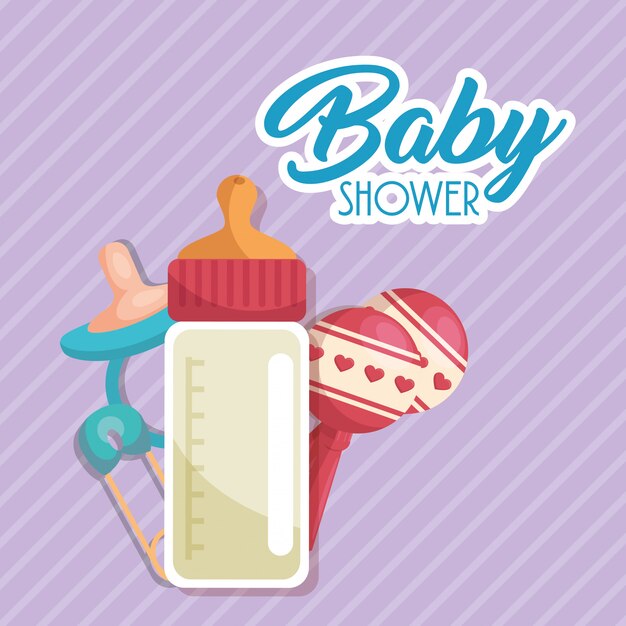 carte de douche de bébé avec une bouteille de lait